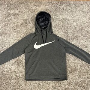 Mens Nike Gray Hoodie with White Logo Size Medium Topographical Design
